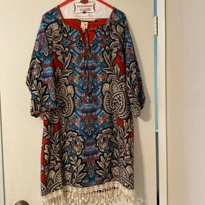 Boho style dress size L. NWOT Look at that fringe!